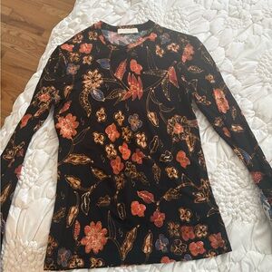 Ulla Johnson Black Floral Top with Red and Blue Accents, eve top in odessa